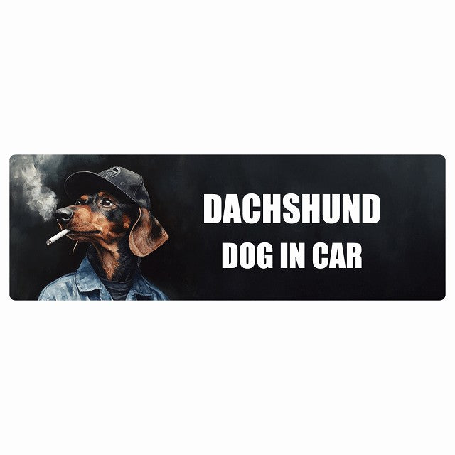 DACHSHUND ダックスフント DOG IN CAR ステッカー 作業服 ちょい悪 長方形 シール カーステッカー