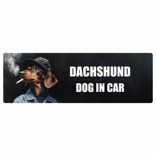 DACHSHUND ダックスフント DOG IN CAR ステッカー 作業服 ちょい悪 長方形 シール カーステッカー