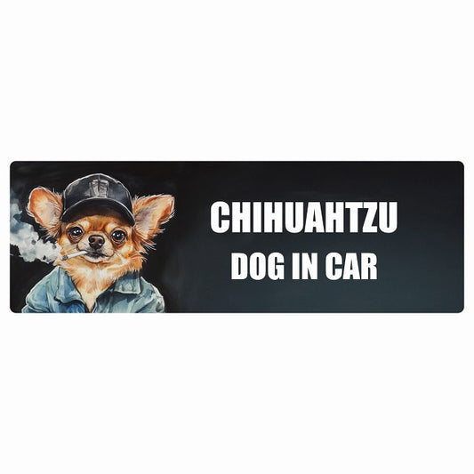CHIHUAHTZU チワズー DOG IN CAR ステッカー 作業服 ちょい悪 長方形 シール カーステッカー