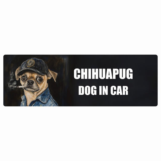 CHIHUAPUG チワパグ DOG IN CAR ステッカー 作業服 ちょい悪 長方形 シール カーステッカー
