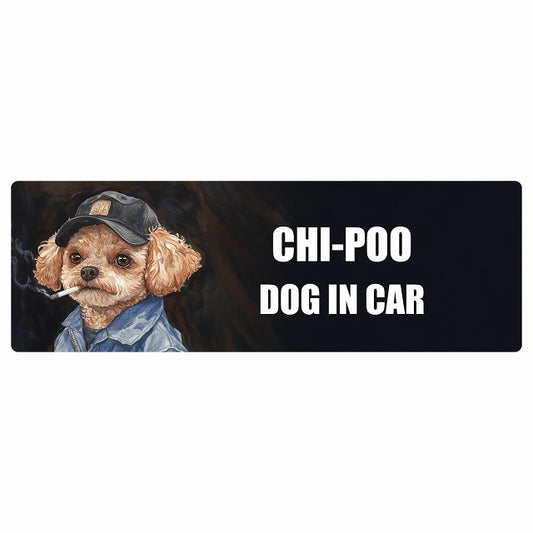 CHI-POO チワプー DOG IN CAR ステッカー 作業服 ちょい悪 長方形 シール カーステッカー