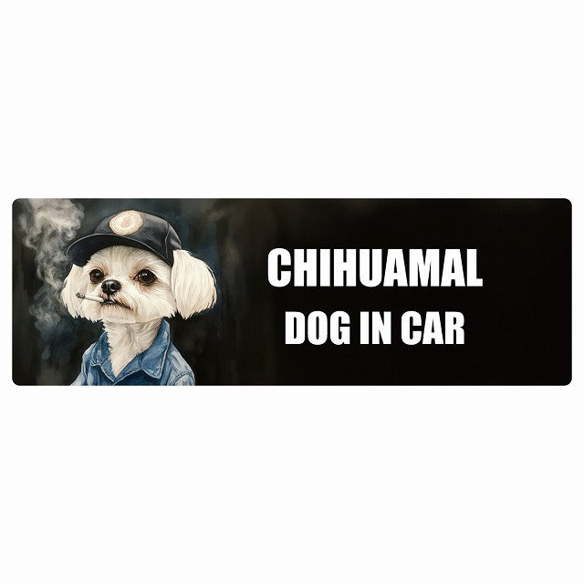 CHIHUAMAL チワマル DOG IN CAR ステッカー 作業服 ちょい悪 長方形 シール カーステッカー