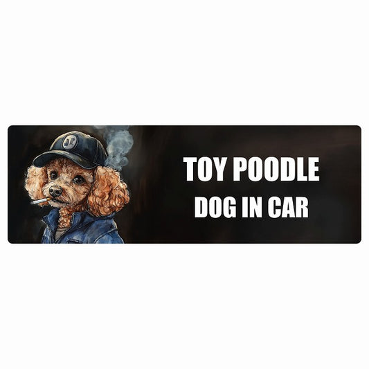 TOY POODLE トイプードル DOG IN CAR ステッカー 作業服 ちょい悪 長方形 シール カーステッカー