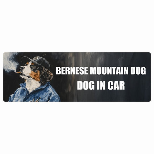 BERNESE MOUNTAIN DOG バーニーズマウンテンドッグ IN CAR ステッカー 作業服 ちょい悪 長方形 シール カーステッカー
