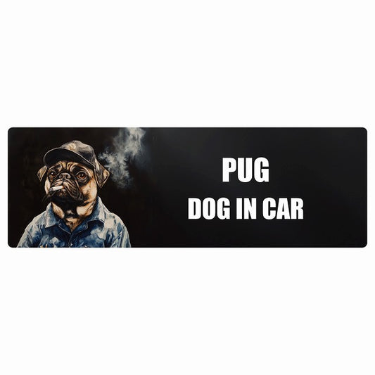 PUG パグ DOG IN CAR ステッカー 作業服 ちょい悪 長方形 シール カーステッカー
