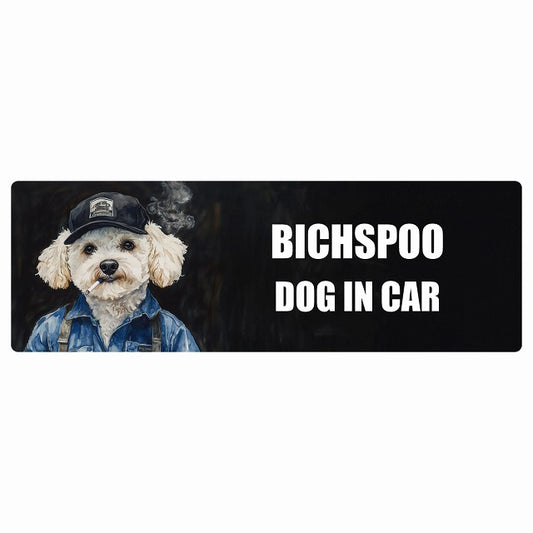 BICHSPOO ビションプー DOG IN CAR ステッカー 作業服 ちょい悪 長方形 シール カーステッカー