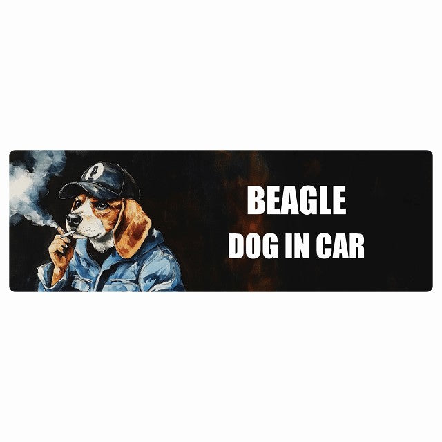 BEAGLE ビーグル DOG IN CAR ステッカー 作業服 ちょい悪 長方形 シール カーステッカー