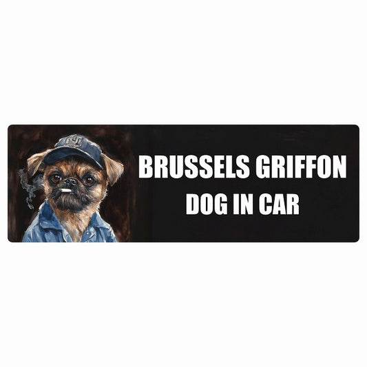 BRUSSELS GRIFFON ブリュッセル・グリフォン DOG IN CAR ステッカー 作業服 ちょい悪 長方形 シール カーステッカー