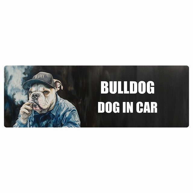 BULLDOG ブルドッグ DOG IN CAR ステッカー 作業服 ちょい悪 長方形 シール カーステッカー