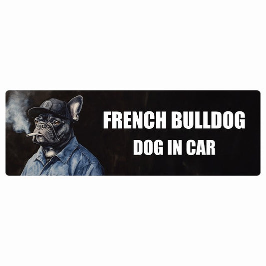 FRENCH BULLDOG フレンチブルドッグ DOG IN CAR ステッカー 作業服 ちょい悪 長方形 シール カーステッカー