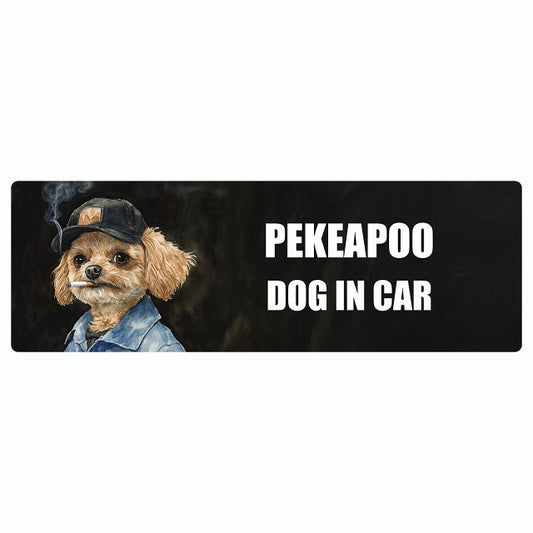 PEKEAPOO ペキプー DOG IN CAR ステッカー 作業服 ちょい悪 長方形 シール カーステッカー