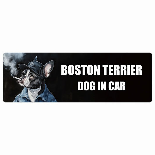 BOSTON TERRIER ボストンテリア DOG IN CAR ステッカー 作業服 ちょい悪 長方形 シール カーステッカー