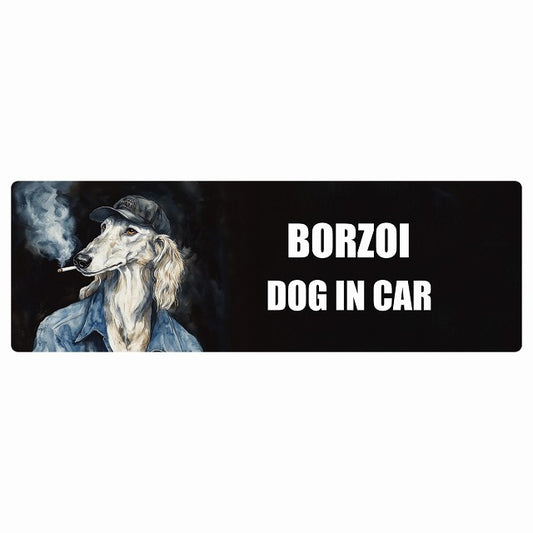 BORZOI ボルゾイ DOG IN CAR ステッカー 作業服 ちょい悪 長方形 シール カーステッカー