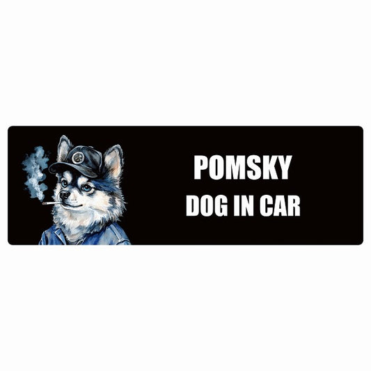 POMSKY ポンスキー DOG IN CAR ステッカー 作業服 ちょい悪 長方形 シール カーステッカー