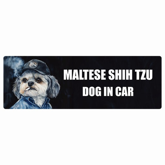 MALTESE SHIH TZU マルシーズー DOG IN CAR ステッカー 作業服 ちょい悪 長方形 シール カーステッカー