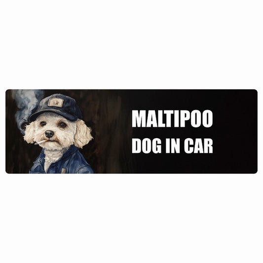MALTIPOO マルプー DOG IN CAR ステッカー 作業服 ちょい悪 長方形 シール カーステッカー