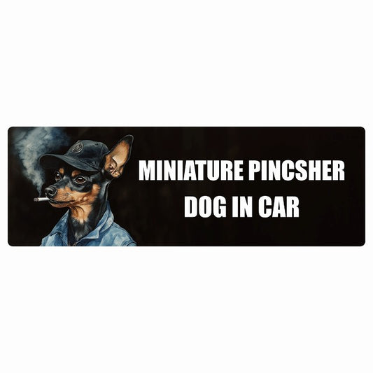 MINIATURE PINSCHER ミニチュアピンシャー DOG IN CAR ステッカー 作業服 ちょい悪 長方形 シール カーステッカー