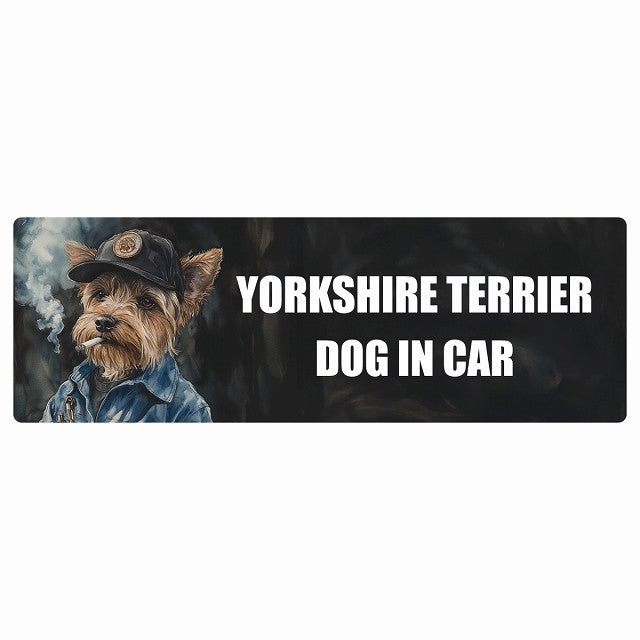 YORKSHIRE TERRIER ヨークシャテリア DOG IN CAR ステッカー 作業服 ちょい悪 長方形 シール カーステッカー