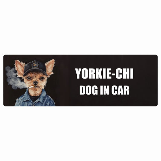 YORKIE-CHI ヨーチー DOG IN CAR ステッカー 作業服 ちょい悪 長方形 シール カーステッカー