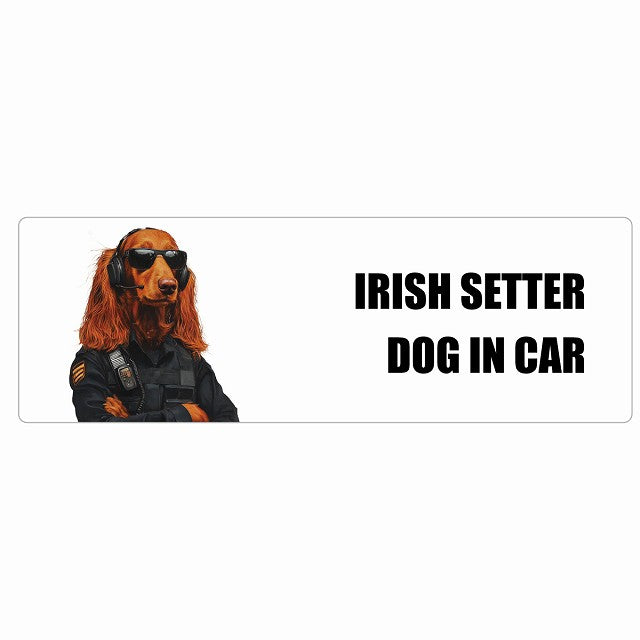 IRISH SETTER アイリッシュセッター DOG IN CAR ステッカー セキュリティガード風 ちょい悪 長方形 シール カーステッカー
