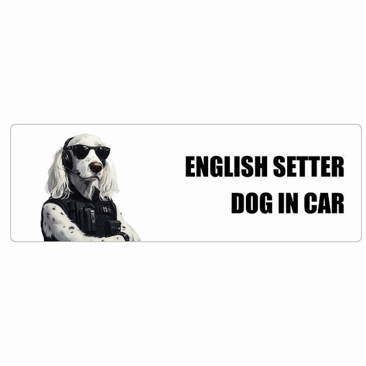 ENGLISH SETTER イングリッシュセッター DOG IN CAR ステッカー セキュリティガード風 ちょい悪 長方形 シール カーステッカー