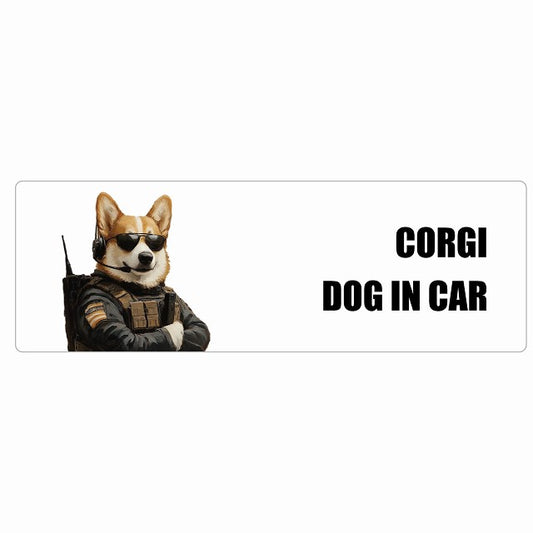 CORGI コーギー DOG IN CAR ステッカー セキュリティガード風 ちょい悪 長方形 シール カーステッカー