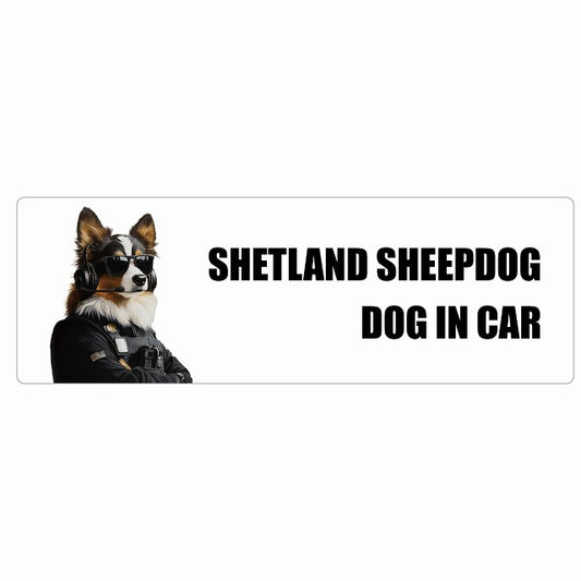 SHETLAND SHEEPDOG シェットランドシープドッグ DOG IN CAR ステッカー セキュリティガード風 ちょい悪 長方形 シール カーステッカー