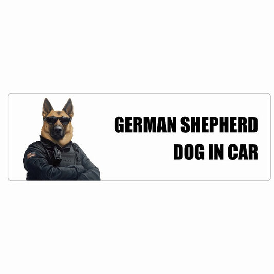 GERMAN SHEPHERD シェパード DOG IN CAR ステッカー セキュリティガード風 ちょい悪 長方形 シール カーステッカー
