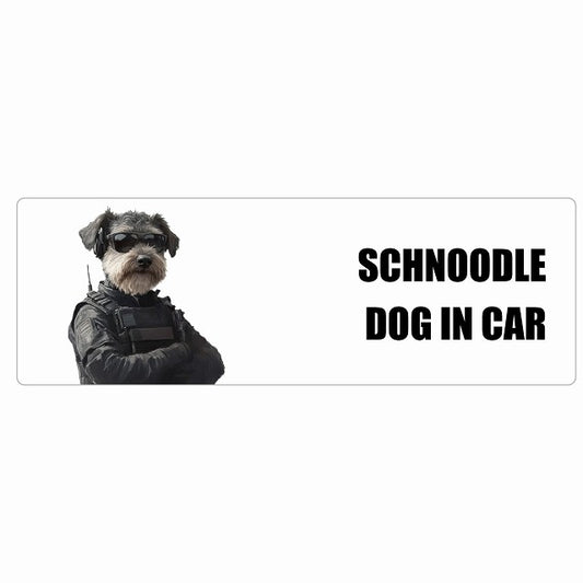SCHNOODLE シュナプー DOG IN CAR ステッカー セキュリティガード風 ちょい悪 長方形 シール カーステッカー