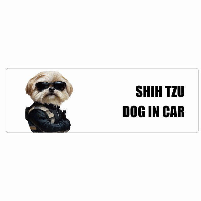 SHIH TZU シーズー DOG IN CAR ステッカー セキュリティガード風 ちょい悪 長方形 シール カーステッカー