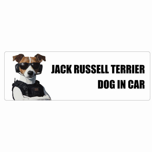JACK RUSSELL TERRIER ジャックラッセルテリア DOG IN CAR ステッカー セキュリティガード風 ちょい悪 長方形 シール カーステッカー