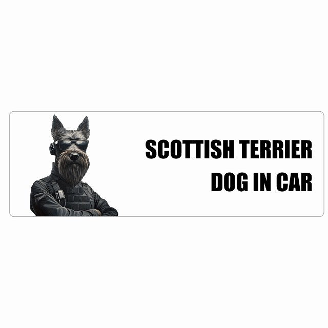SCOTTISH TERRIER スコティッシュテリア DOG IN CAR ステッカー セキュリティガード風 ちょい悪 長方形 シール カーステッカー