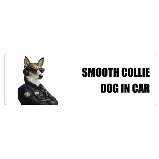 SMOOTH COLLIE スムースコリー DOG IN CAR ステッカー セキュリティガード風 ちょい悪 長方形 シール カーステッカー