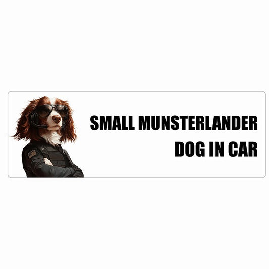 SMALL MUNSTERLANDER スモールミュンスターレンダー DOG IN CAR ステッカー セキュリティガード風 ちょい悪 長方形 シール カーステッカー
