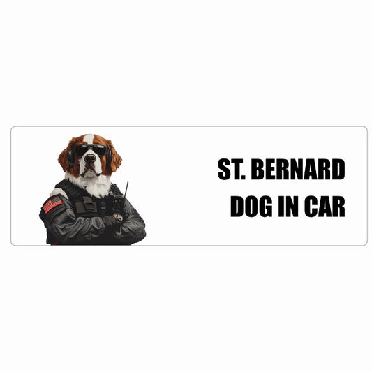 ST. BERNARD セントバーナード DOG IN CAR ステッカー セキュリティガード風 ちょい悪 長方形 シール カーステッカー
