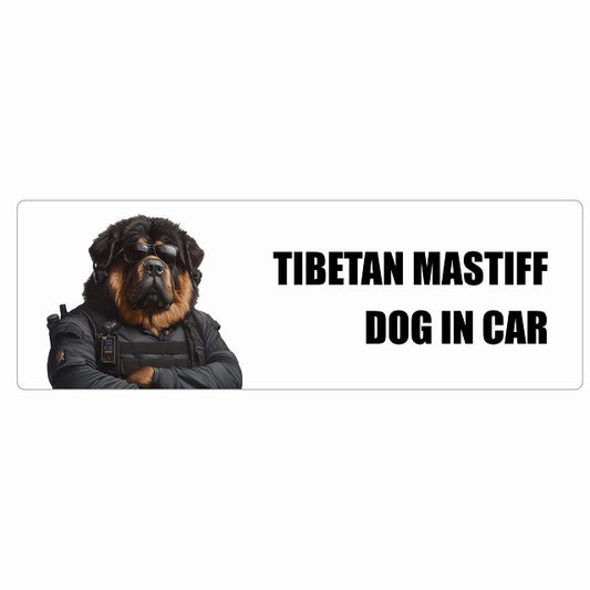 TIBETAN MASTIFF チベタンマスティフ DOG IN CAR ステッカー セキュリティガード風 ちょい悪 長方形 シール カーステッカー