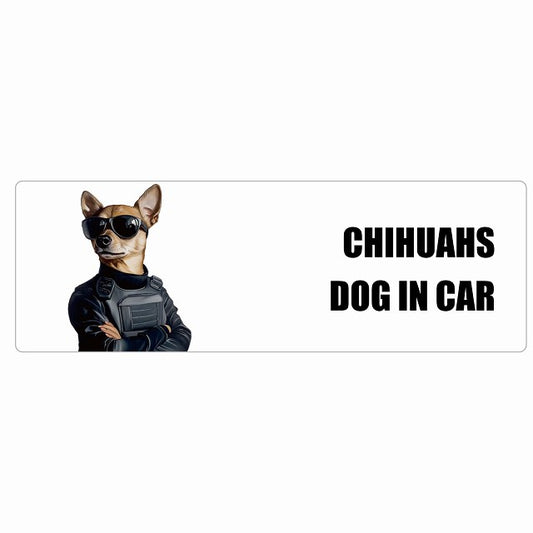 CHIHUAHS チワックス DOG IN CAR ステッカー セキュリティガード風 ちょい悪 長方形 シール カーステッカー