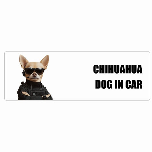 CHIHUAHUA チワワ DOG IN CAR ステッカー セキュリティガード風 ちょい悪 長方形 シール カーステッカー