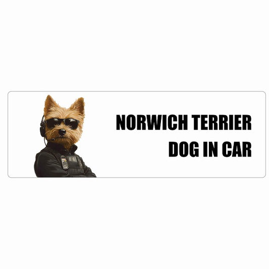 NORWICH TERRIER ノーリッチテリア DOG IN CAR ステッカー セキュリティガード風 ちょい悪 長方形 シール カーステッカー
