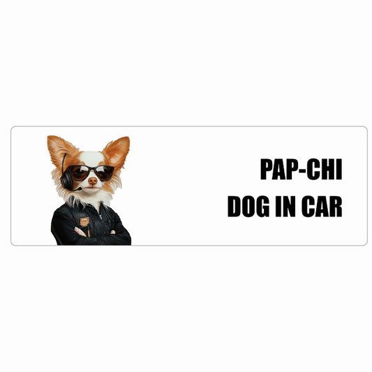 PAP-CHI パピチワ DOG IN CAR ステッカー セキュリティガード風 ちょい悪 長方形 シール カーステッカー