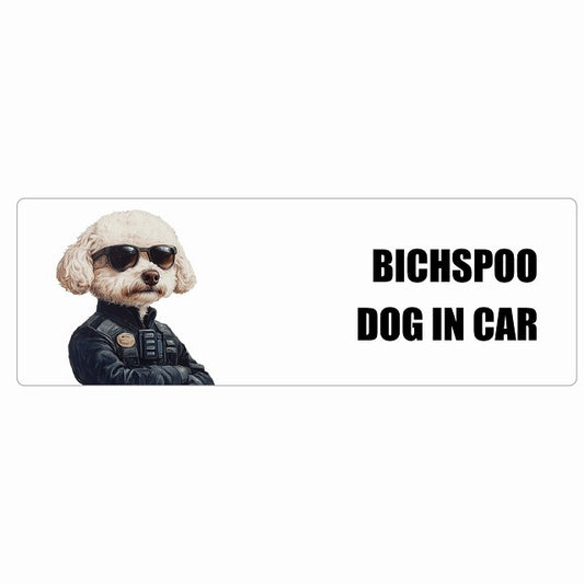 BICHSPOO ビションプー DOG IN CAR ステッカー セキュリティガード風 ちょい悪 長方形 シール カーステッカー
