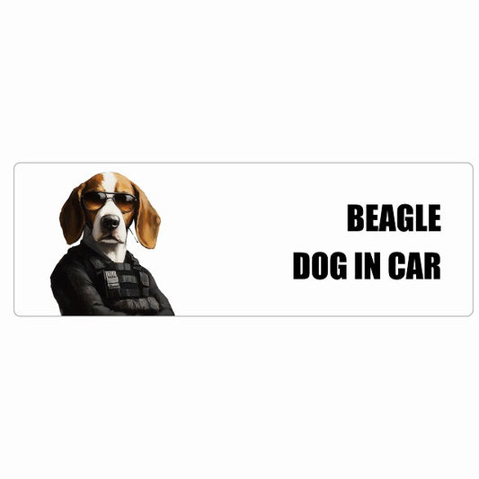 BEAGLE ビーグル DOG IN CAR ステッカー セキュリティガード風 ちょい悪 長方形 シール カーステッカー