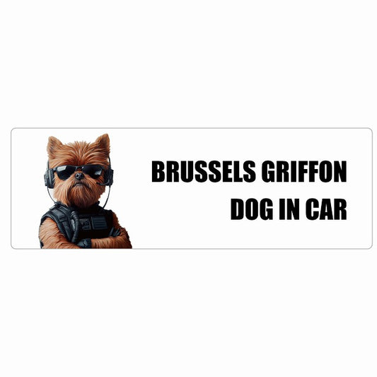 BRUSSELS GRIFFON ブリュッセル・グリフォン DOG IN CAR ステッカー セキュリティガード風 ちょい悪 長方形 シール カーステッカー
