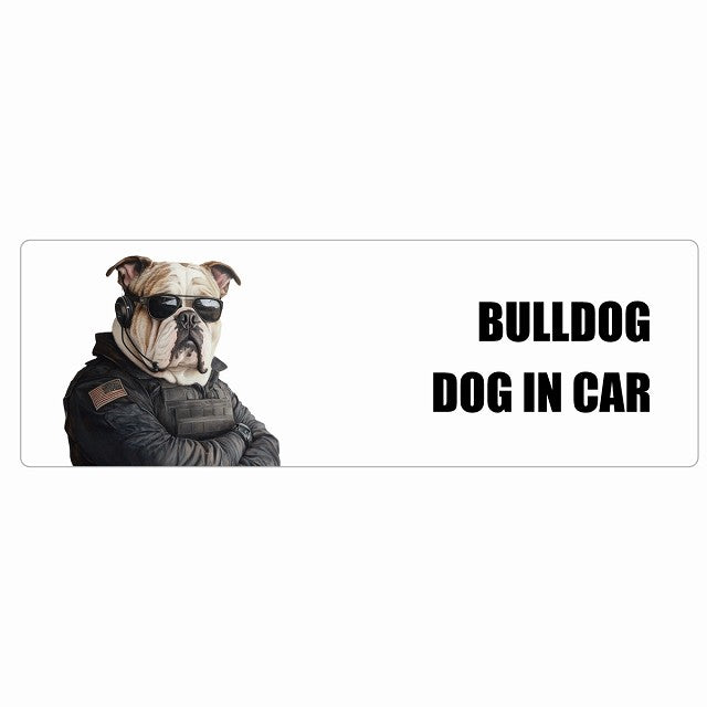 BULLDOG ブルドッグ DOG IN CAR ステッカー セキュリティガード風 ちょい悪 長方形 シール カーステッカー