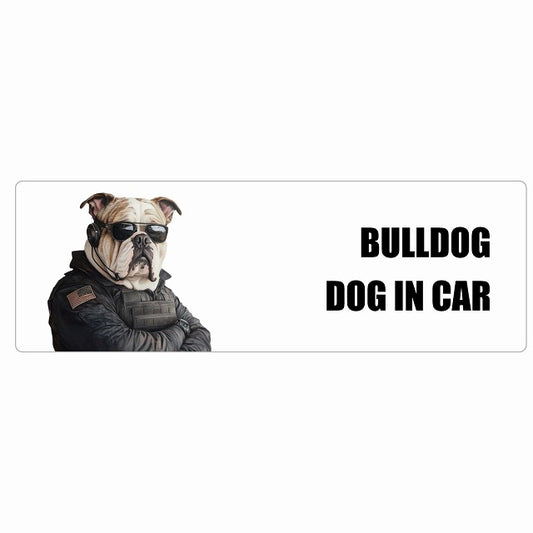 BULLDOG ブルドッグ DOG IN CAR ステッカー セキュリティガード風 ちょい悪 長方形 シール カーステッカー