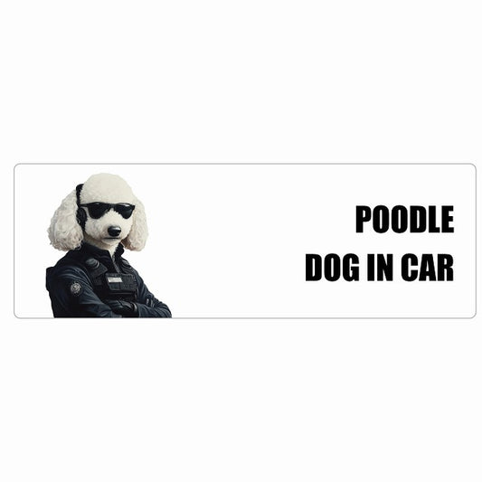 POODLE プードル DOG IN CAR ステッカー セキュリティガード風 ちょい悪 長方形 シール カーステッカー