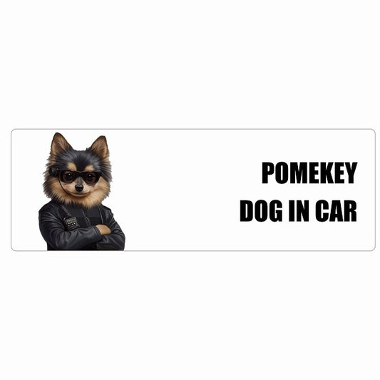 POMEKEY ポメキー DOG IN CAR ステッカー セキュリティガード風 ちょい悪 長方形 シール カーステッカー