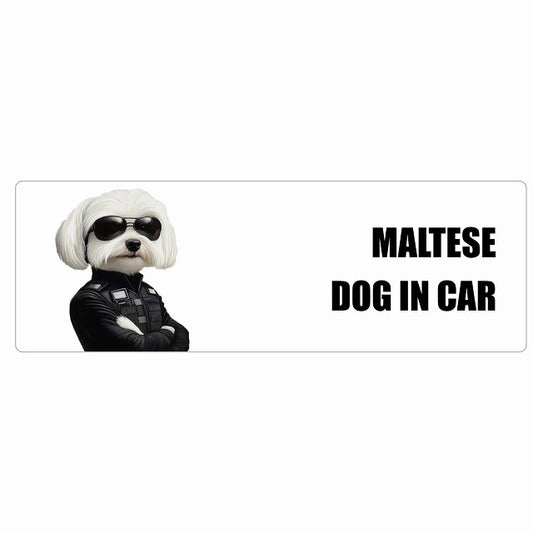 MALTESE マルチーズ DOG IN CAR ステッカー セキュリティガード風 ちょい悪 長方形 シール カーステッカー