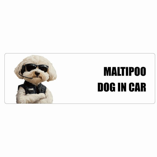 MALTIPOO マルプー DOG IN CAR ステッカー セキュリティガード風 ちょい悪 長方形 シール カーステッカー