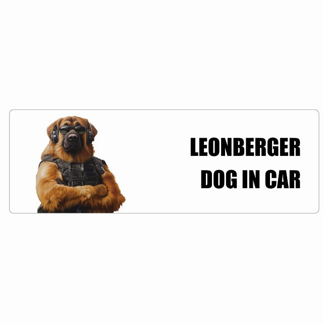 LEONBERGER レオンベルガー DOG IN CAR ステッカー セキュリティガード風 ちょい悪 長方形 シール カーステッカー